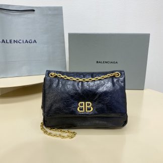 Balenciaga Monaco fluffy bag black and gold mini chain bag