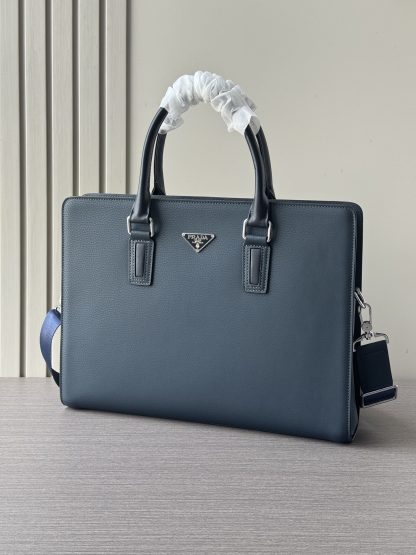 Prada popular double zipper briefcase