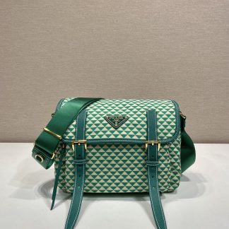 Prada Green Classic Print Messenger Bag