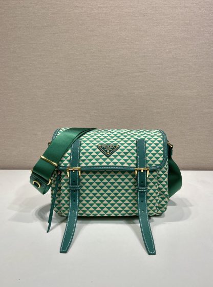 Prada Green Classic Print Messenger Bag