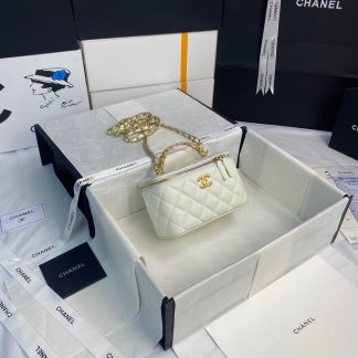 Chanel new style letter wide handle chain makeup bag