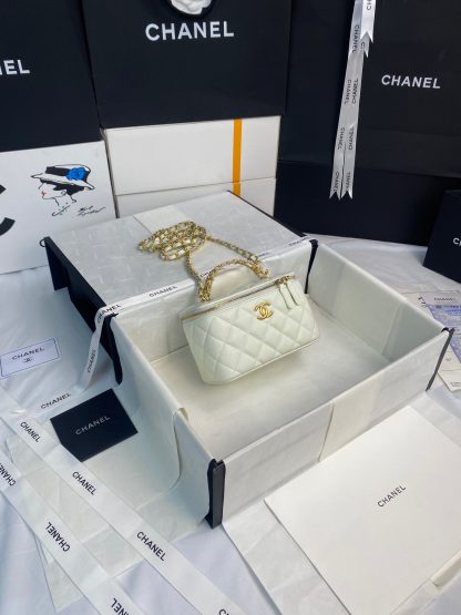 Chanel new style letter wide handle chain makeup bag