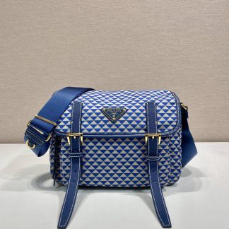 Prada triangle print messenger bag