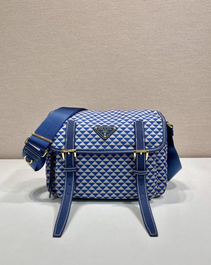 Prada triangle print messenger bag