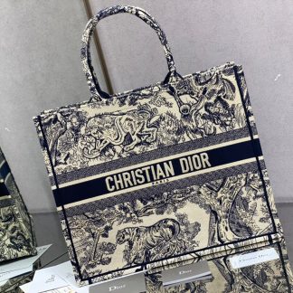 Dior Book tote dark blue tiger large