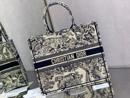 Dior Book tote dark blue tiger large