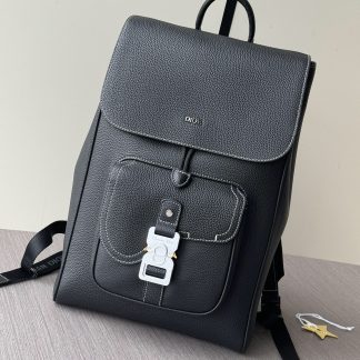Dior full leather saddle flap backpack