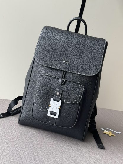 Dior full leather saddle flap backpack
