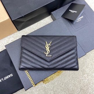 Ysl 𝑴𝒐𝒏𝒐𝒈𝒓𝒂𝒎 𝑾𝒐𝒄 black caviar pattern envelope bag