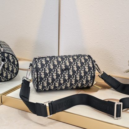 Dior OBLIQUE printed canvas cylindrical bag