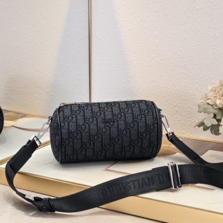 Dior OBLIQUE printed canvas cylindrical bag