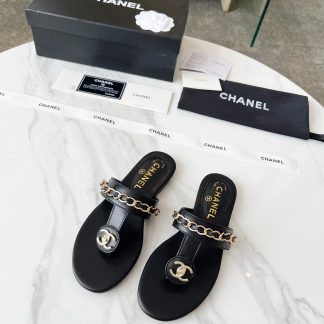 Chanel Spring/Summer Black Chain Series Angle Slippers