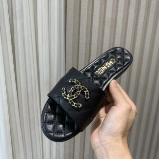Chanel versatile black temperament and beautiful lazy slippers