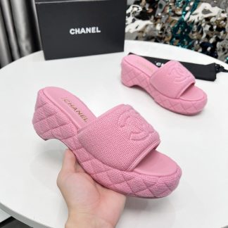 Chanel early spring pink dancing shoes series retro European and American new slippers heel height 7cm