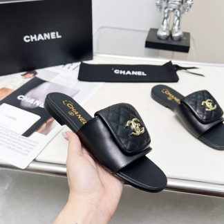 Chanel Early Spring Black Full Retro Slippers