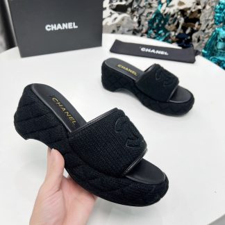 Chanel Early Spring Black Dance Shoes Series Retro European and American New Slippers Heel Height 7cm