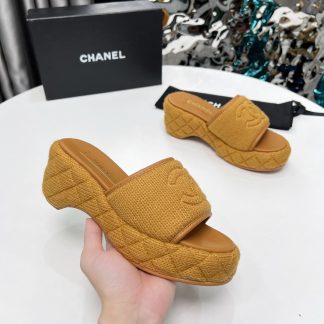 Chanel Early Spring Earth Brown Dance Shoes Series Retro European and American New Slippers Heel Height 7cm