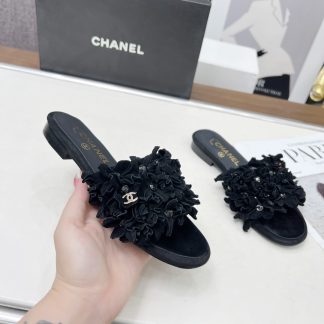 Chanel Spring/Summer Dance Shoes Collection Black Retro Printed Brick Slippers