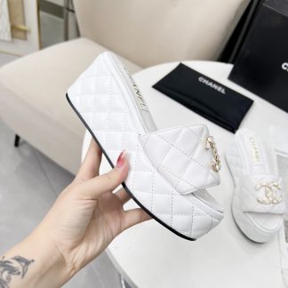 Chanel Spring/Summer Dance Shoes Series White European and American Show New Slippers Heel Height 6.5cm