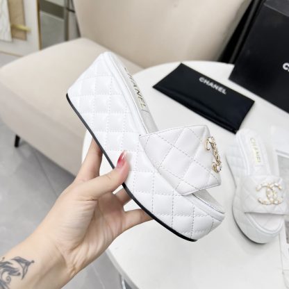 Chanel Spring/Summer Dance Shoes Series White European and American Show New Slippers Heel Height 6.5cm