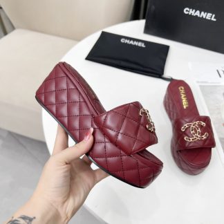 Chanel Spring/Summer Dance Shoes Series Red European and American Catwalk New Slippers Heel Height 6.5cm