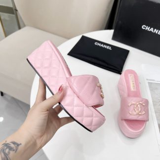 Chanel Spring/Summer Dance Shoes Collection Pink European and American Catwalk New Slippers Heel Height 6.5cm
