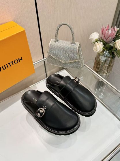 Louis Vuitton new half-slip winterbreak comfert flat slippers
