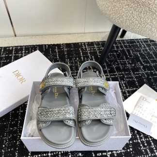 Dior hot-selling magic tape one-strap woven flat sandals