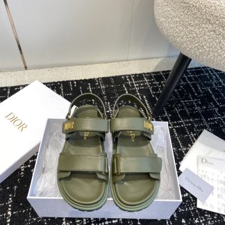 Dior popular Velcro one-strap studded flat sandals