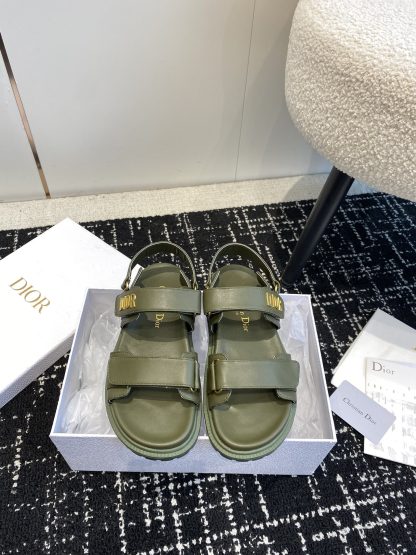 Dior popular Velcro one-strap studded flat sandals