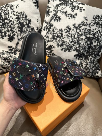 Louis Vuitton Couple's Small Backpack and Four-Color Slippers