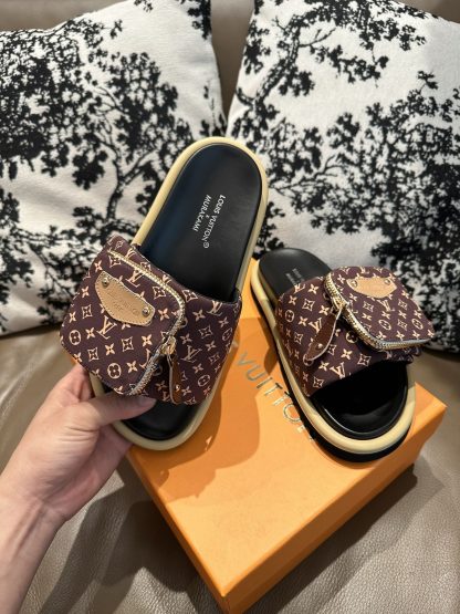 Louis Vuitton Couple's Small Backpack and Four-Color Slippers