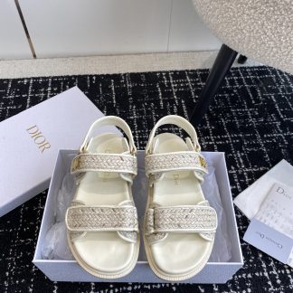 Dior Velcro flat woven sandals