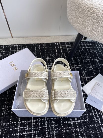 Dior Velcro flat woven sandals