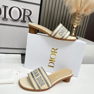 Dior women's monogram embroidered leather sole elegant high-heeled sandals