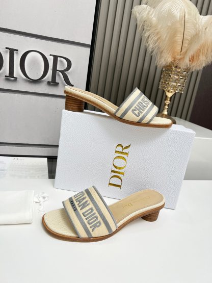 Dior women's monogram embroidered leather sole elegant high-heeled sandals