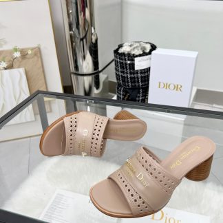 Dior round heel hollow high heel sandals