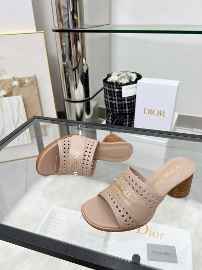 Dior round heel hollow high heel sandals