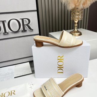 Dior monogram embroidered leather high-heeled sandals