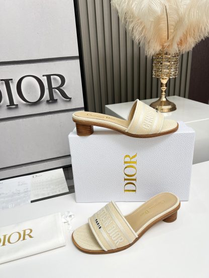 Dior monogram embroidered leather high-heeled sandals