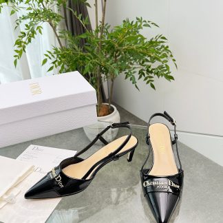 Dior patent leather shiny black temperament high heels