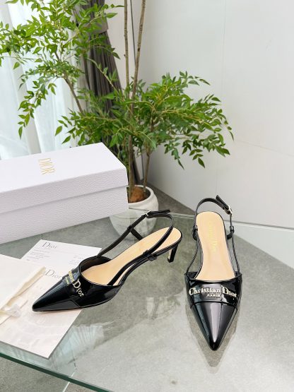 Dior patent leather shiny black temperament high heels