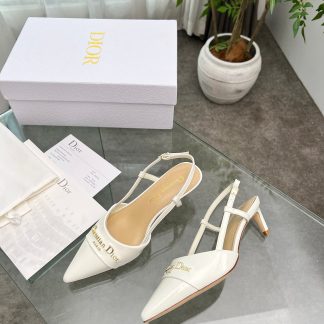 Dior patent leather shiny white temperament high heels