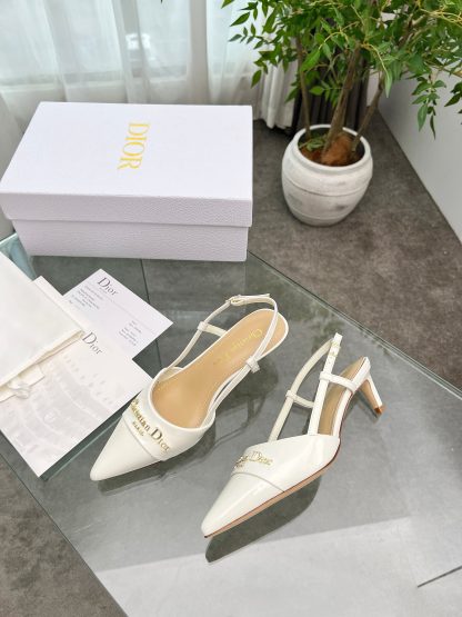 Dior patent leather shiny white temperament high heels
