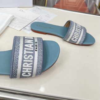 Dior embroidered cotton slippers