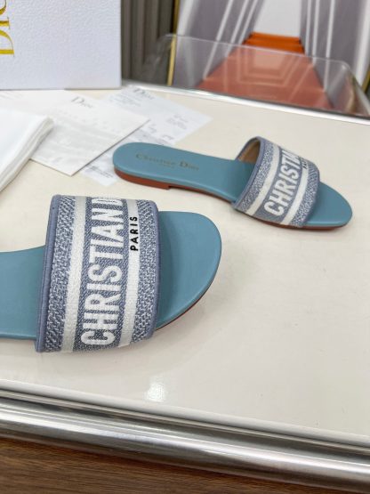 Dior embroidered cotton slippers