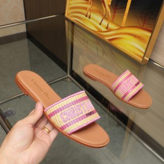 Dior embroidered lettering flip flops