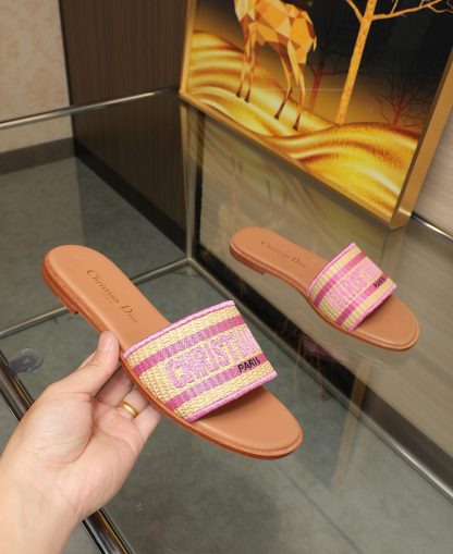 Dior embroidered lettering flip flops