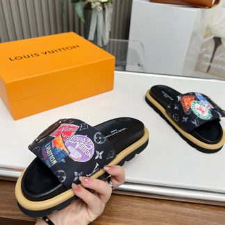 Louis Vuitton embossed logo slippers Pool Pillow Comfort flat slides