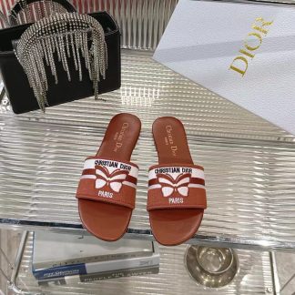 Dior letter logo 3D embroidery slide sandals